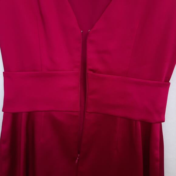 Kay Unger Hot Pink Cocktail Dress Sz 4 Satin Sleeveless Short Sheath Party Silk - Picture 7 of 12